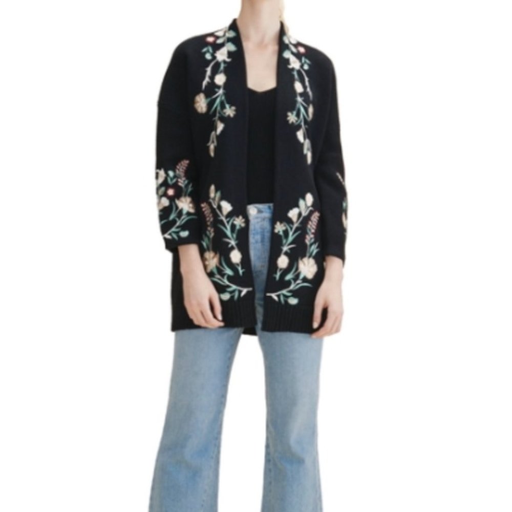 Maje  Mirodi Embroidered  Sweater Coat